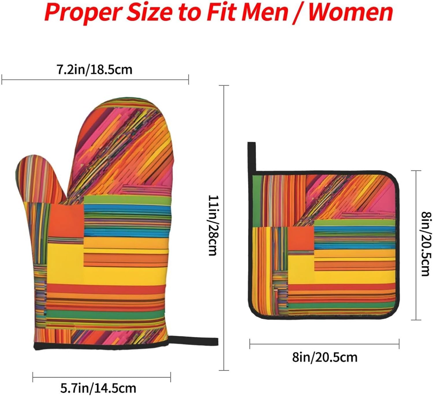 (African National Patterns) Baking 4-Piece Set: 2 Oven Mitts and 2 Pot Holders Heat Resistant Waterproof Hanging Loop for Kitchen Oven Grill Housewarming Gifts