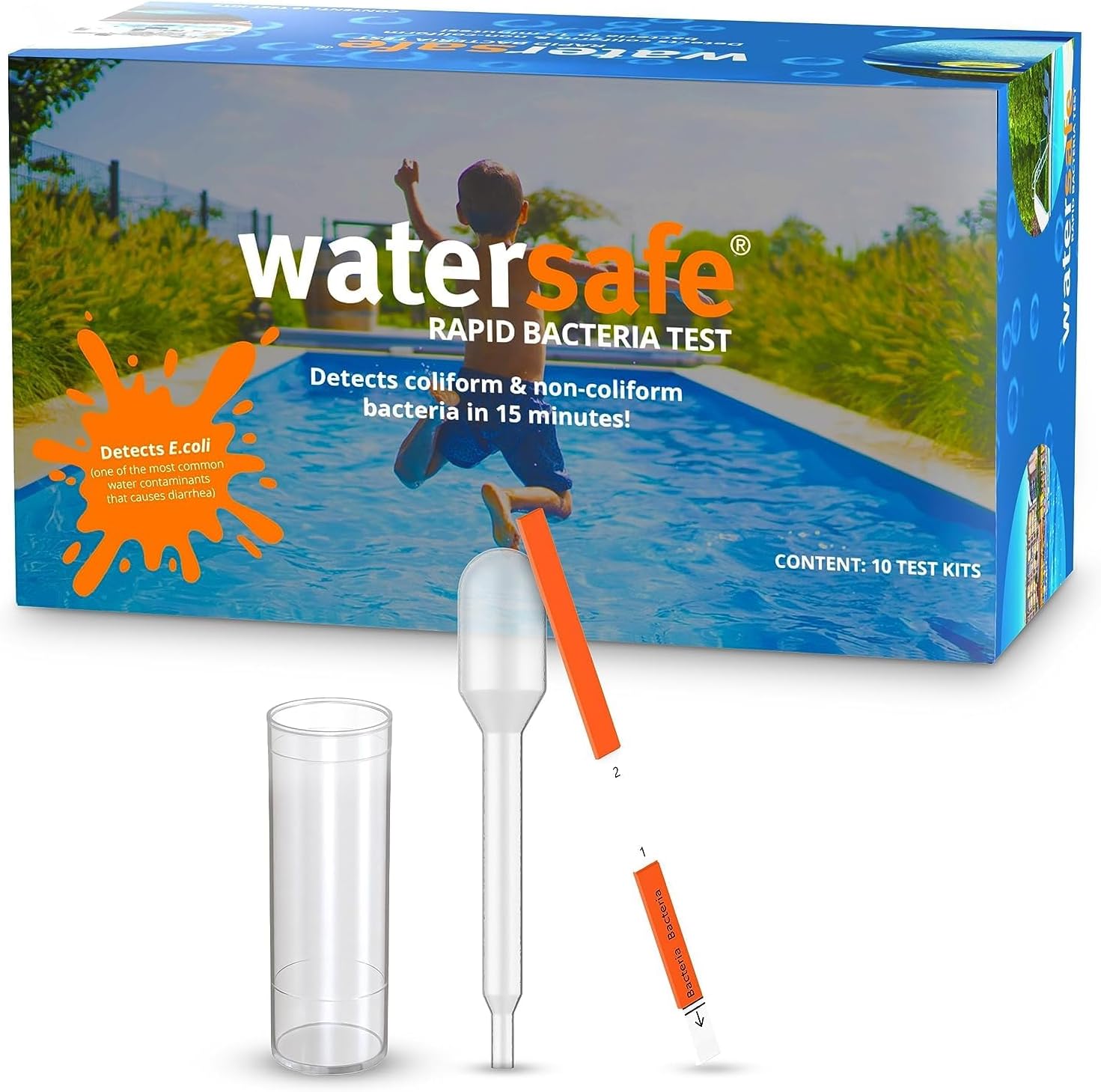 Watersafe Rapid Bacteria Test 10-Pack. Detects E.coli, Pseudomonas in 15 minutes. Ideal for pool, spa & recreational water.