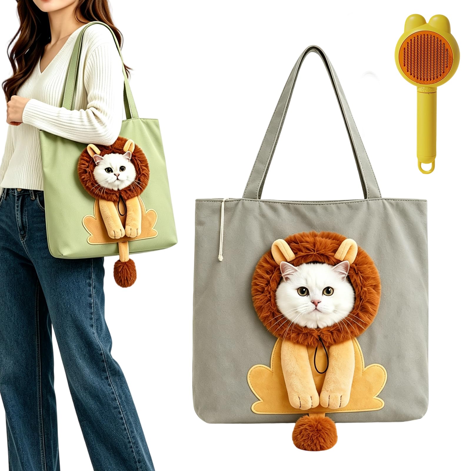 Cute Dew Head Shape Cat Bag, Portable Pet Carrier Shoulder Bag (E,L)