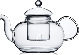 CnGlass 33.8oz Glass Teapot with Removable Infuser,Stovetop Safe Tea Kettle,Blooming & Loose Leaf Tea Pot