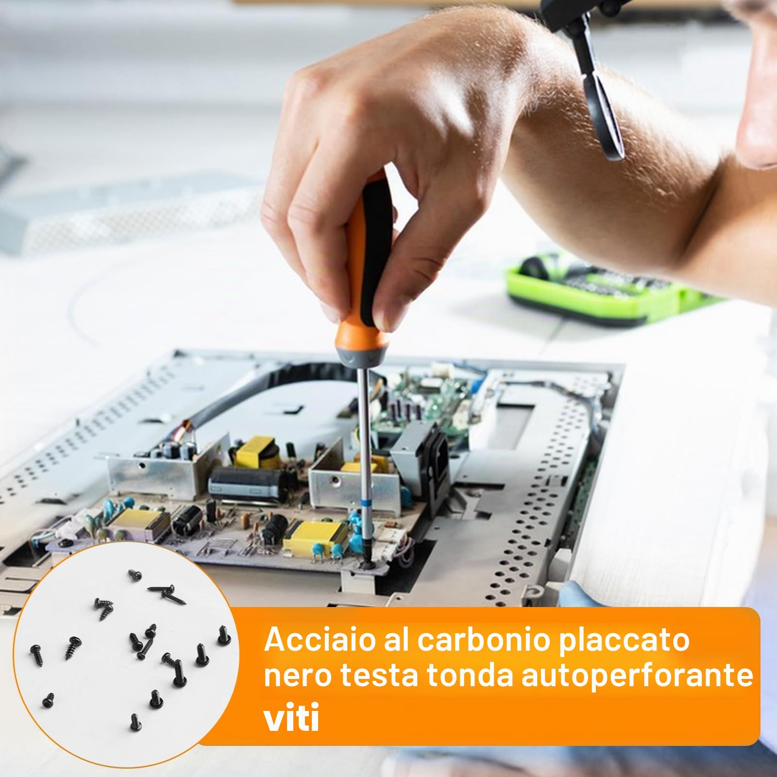 1000 Pz M2 M2.3 M2.6 M3 Viti Autofilettanti per Legno, Viti a Testa Pan Nere, Viti per Legno, Kit Assortimento Viti Torx a Testa Tonda Piccola per Lamiera di Legno in Plastica