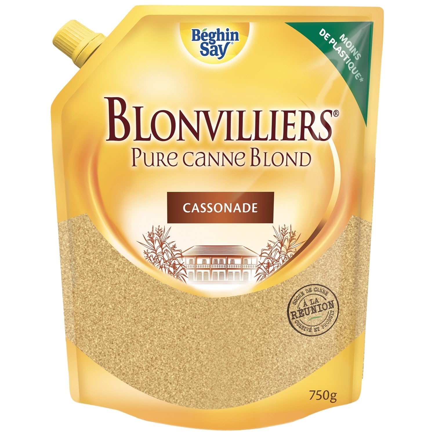 BEGHIN SAY Sucre Pure Canne Blond en Poudre 750g — Non Raffiné, Notes de Miel et Rhum, Bouteille Pratique - Lot de 3