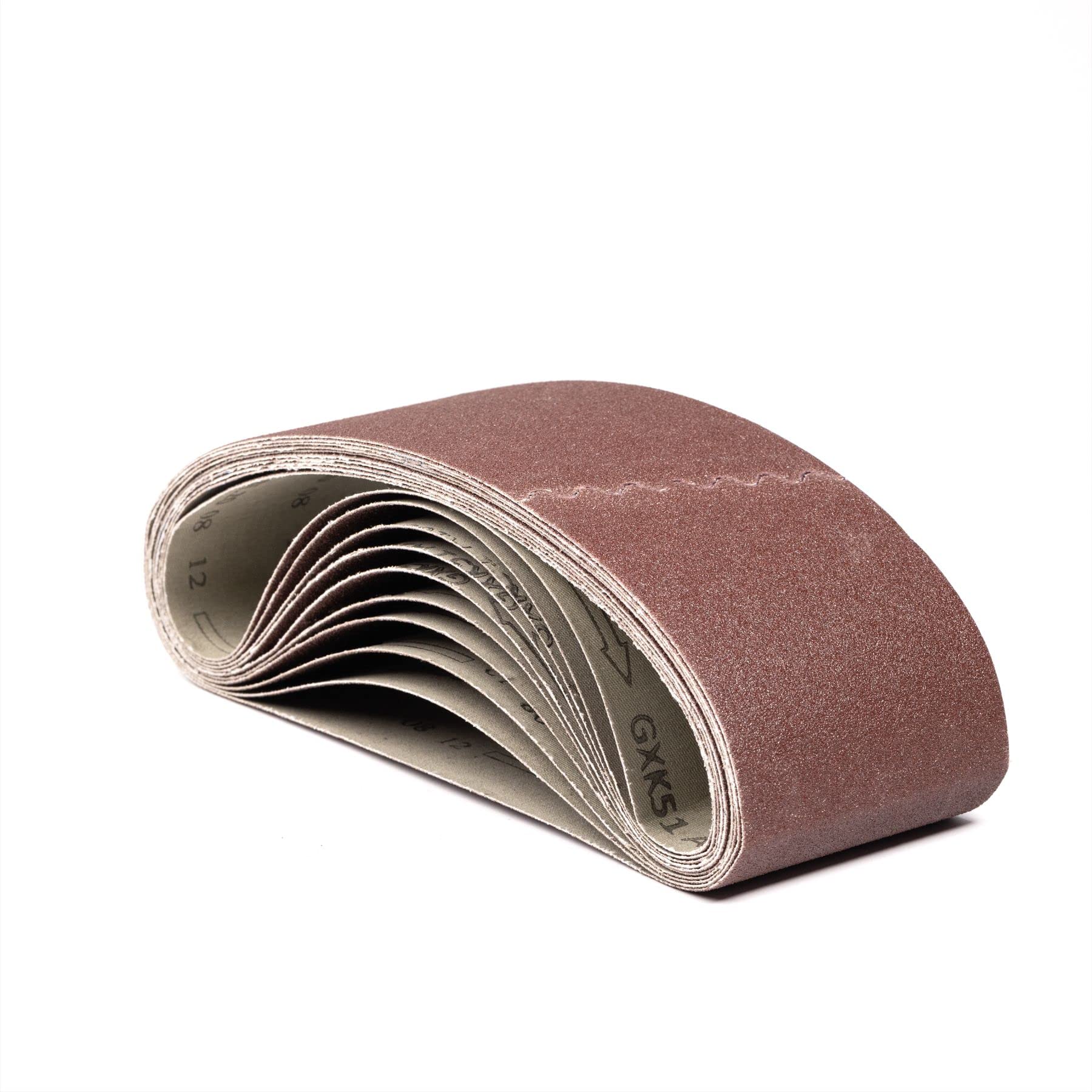 Woltersberger® Lot de 10 bandes abrasives en tissu │ Dimensions : 100 x 610 mm │ Grain P80 │ pour ponceuses à bande │ Papier Abrasif │ Ensemble de Bandes Abrasives