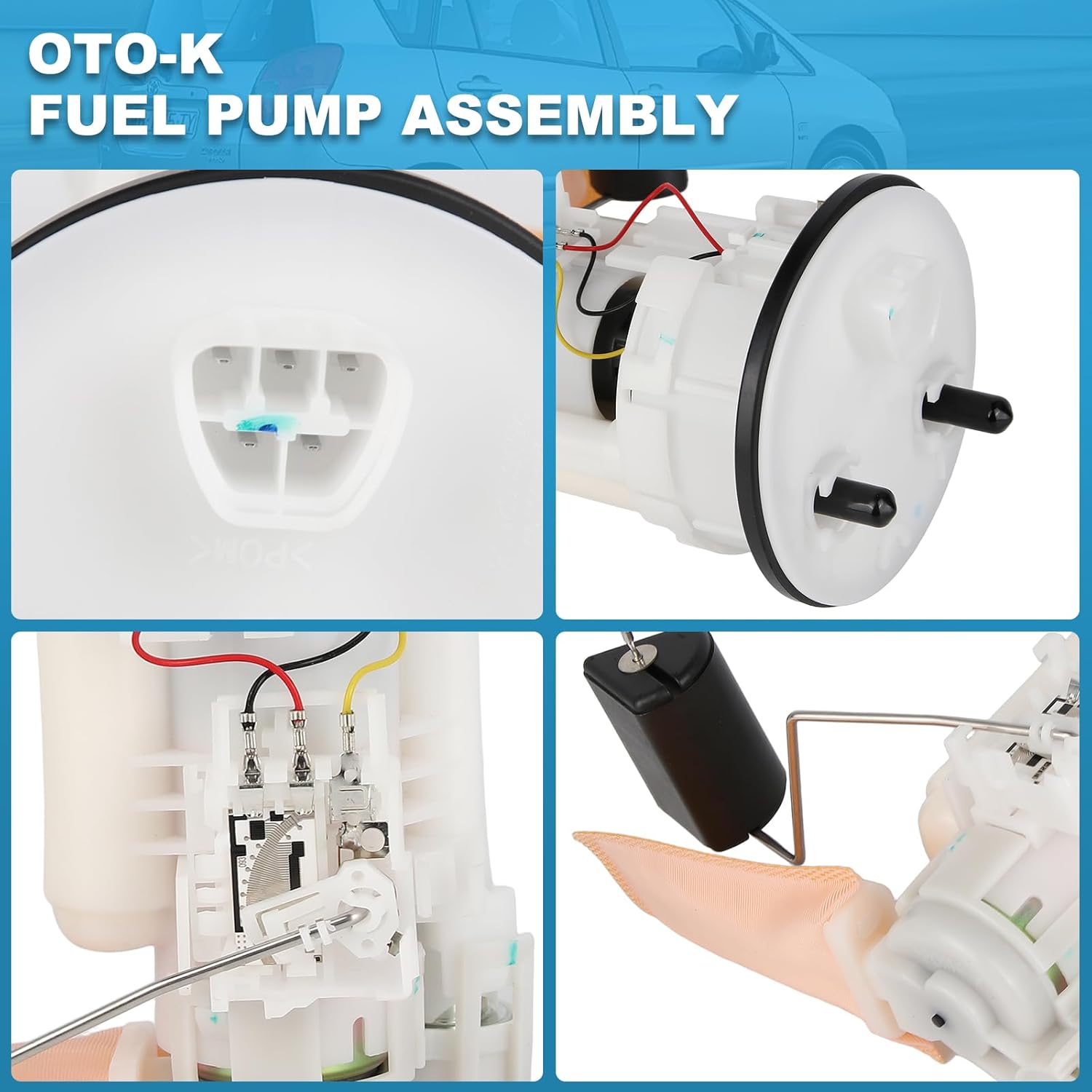 OTO-K Electric Fuel Pump Module Assembly Compatible with Toyota Camry 2004 2005 2006 2.4L 3.0L 3.3L, Fuel Pump Replace# SP9160M, 90159A0022, 7702406040, 232170C010, Dual Port with Pressure Sensor