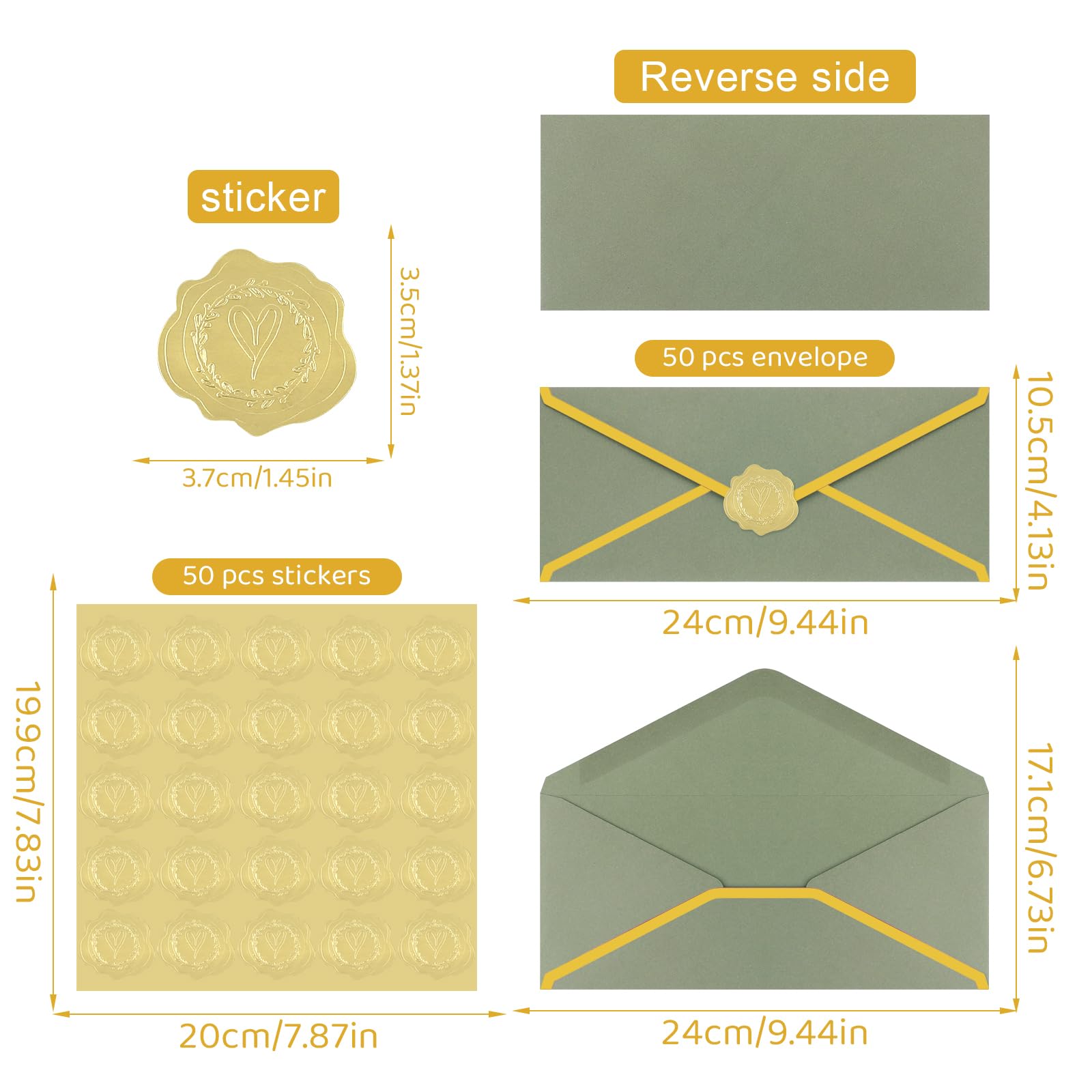 Gold Envelopes 100 Pack #10 Business Envelopes With Gold Border, Self ...