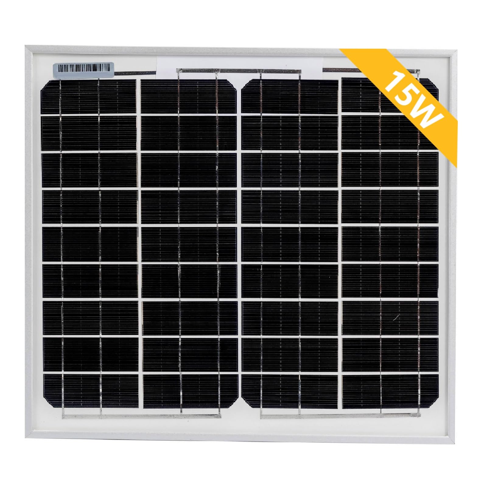 FUTURESOLAR 15 Watt 18 Volt Small Solar Panel, 15W 12V Mono High Efficiency Solar Module for Battery Charging, Security Camera, Automatic Gate, Chicken Coop, Boat, Off-Grid Applications (15W)