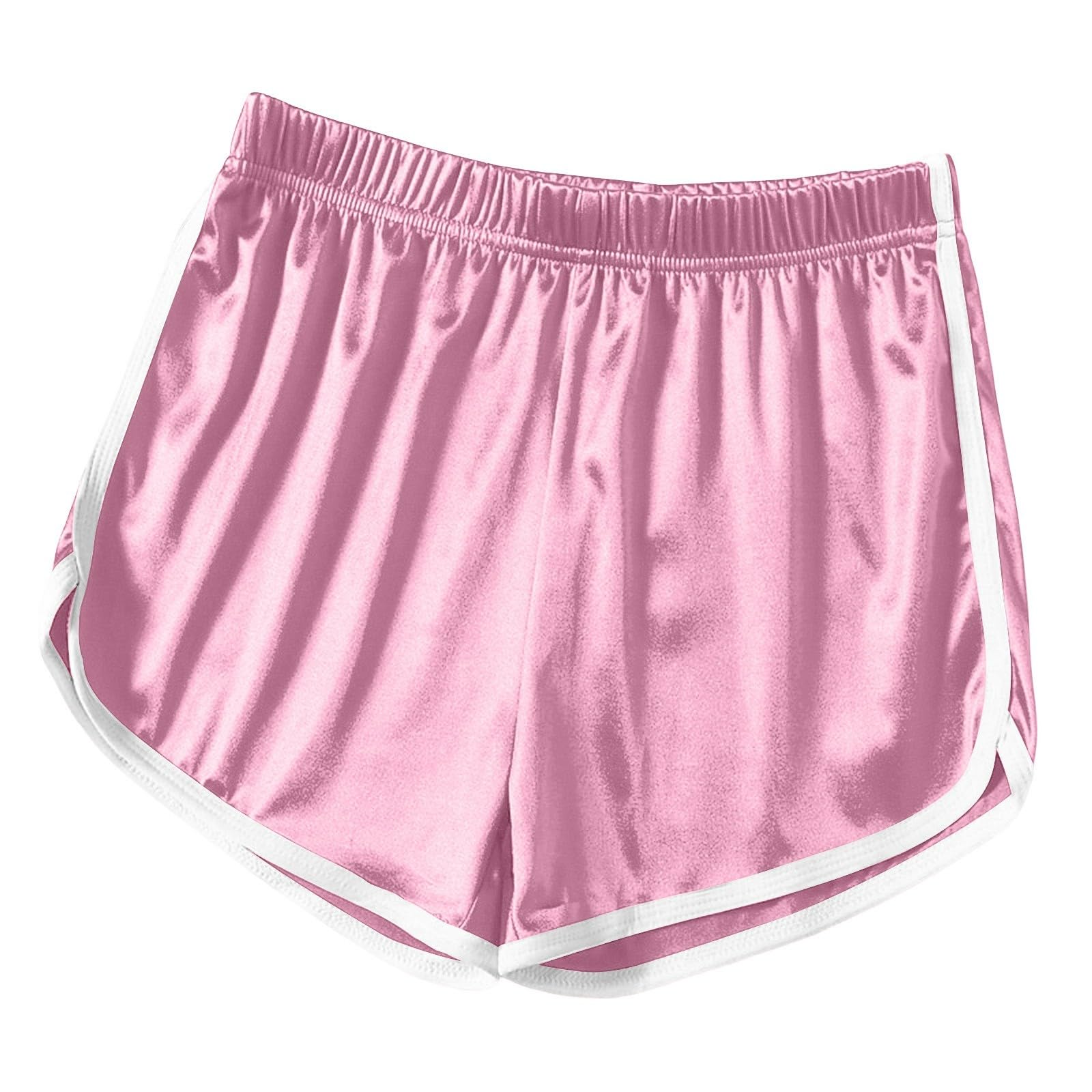 Aopir Women's Satin Retro Dolphin Running Shorts Silky Athletic Track Shorts for Yoga Workout Loungewear