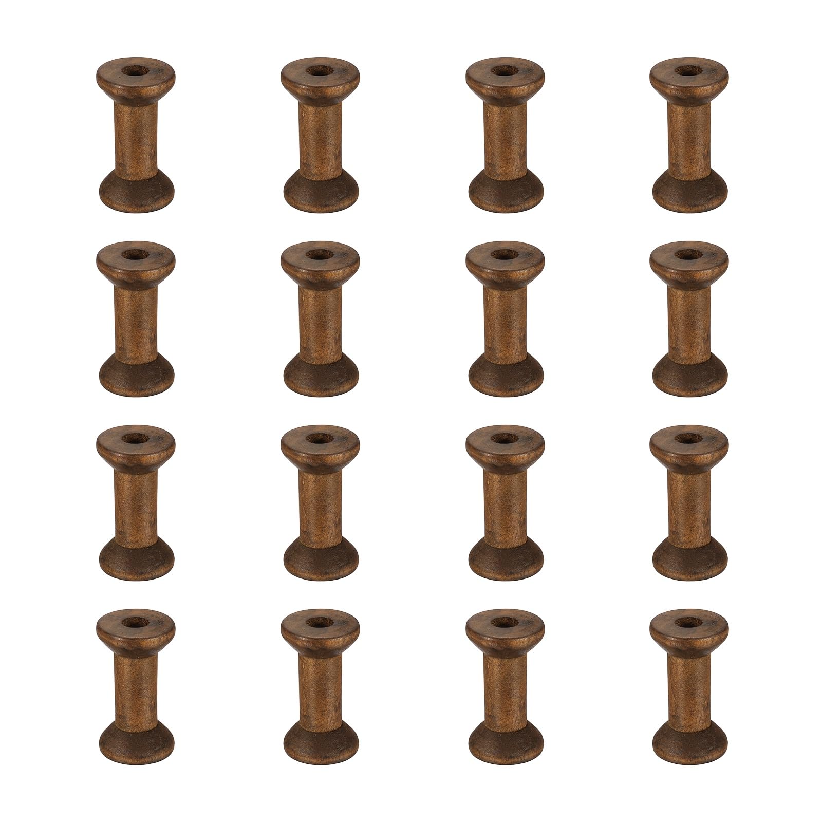 sourcing map 16 Pcs 2.0x4.0cm Small Empty Thread Spools, Camel Color Unfinished Wooden Spools Wire Weaving Bobbins, Wire Weaving Bobbins for Embroidery DIY Sewing Machines Cord Jewelry Chain