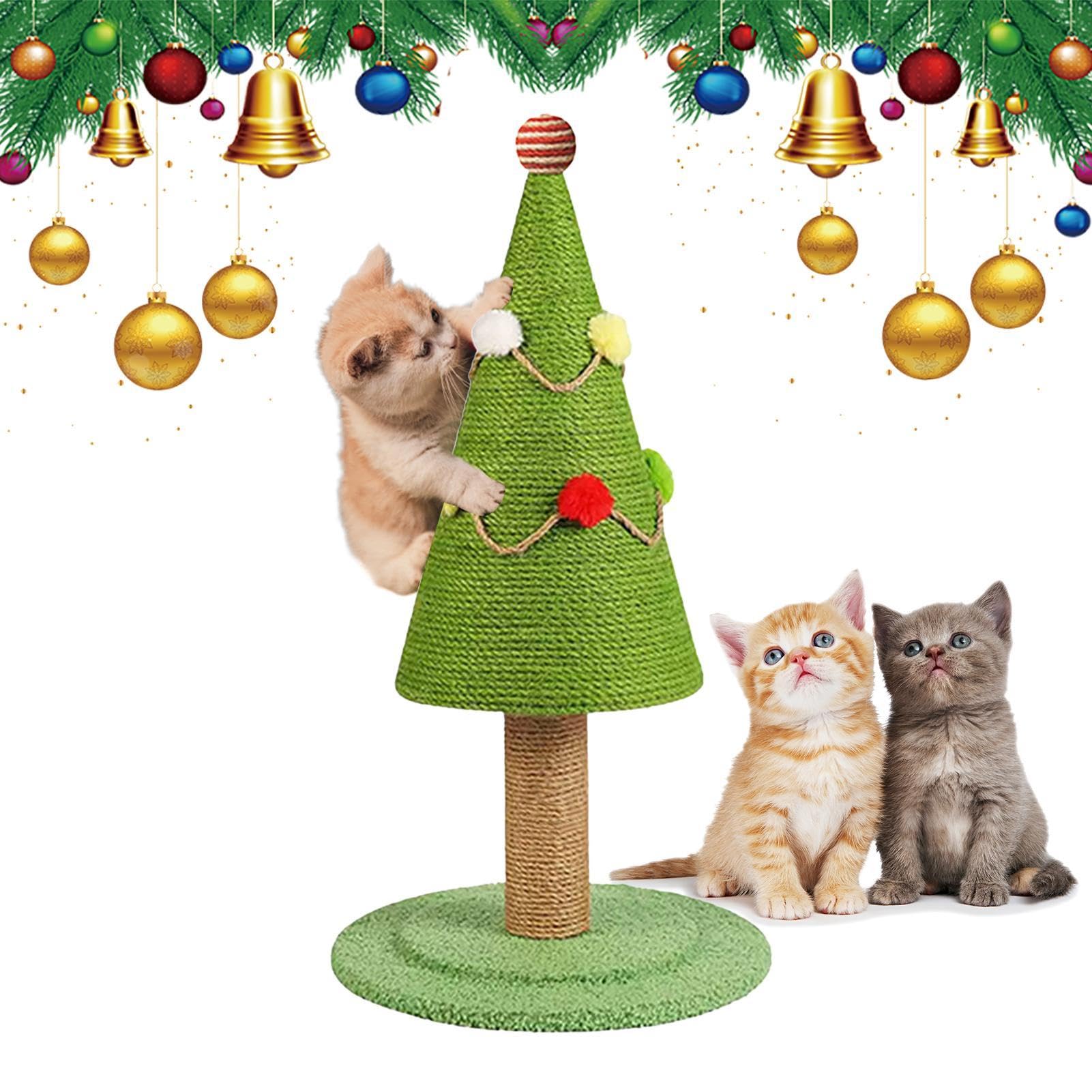 Arbre à gratter en sisal de Noël avec ornements d'arbre à chat pour intérieur