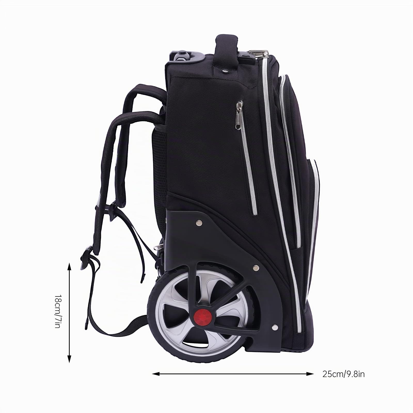 Mochila de 45 litros con ruedas, mochila de gran volumen, bolsa de viaje de 7 pulgadas, diseño impermeable con múltiples compartimentos, adecuada para varios viajes cortos, viajes de negocios, viajes
