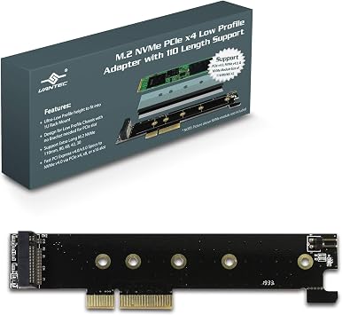 VANTEC M.2 NVME PCIE X4 Low Profile Adapter with 110 Length Support