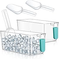 Vista 1 de Havawish Juego de 2 Recipientes para Hielo y Cucharones Flexibles de Plástico para Congelador con Asa Extraíble, Cubo de Almacenamiento Transparente
