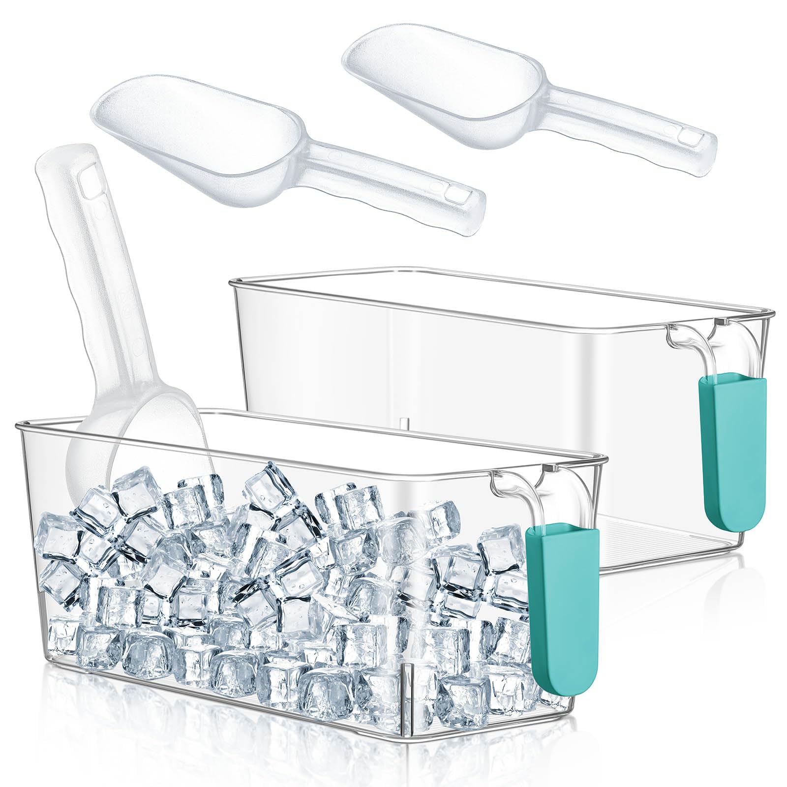 Havawish Ice Storage Bin and Flexible Scoop Set Plastic Freezer Bin