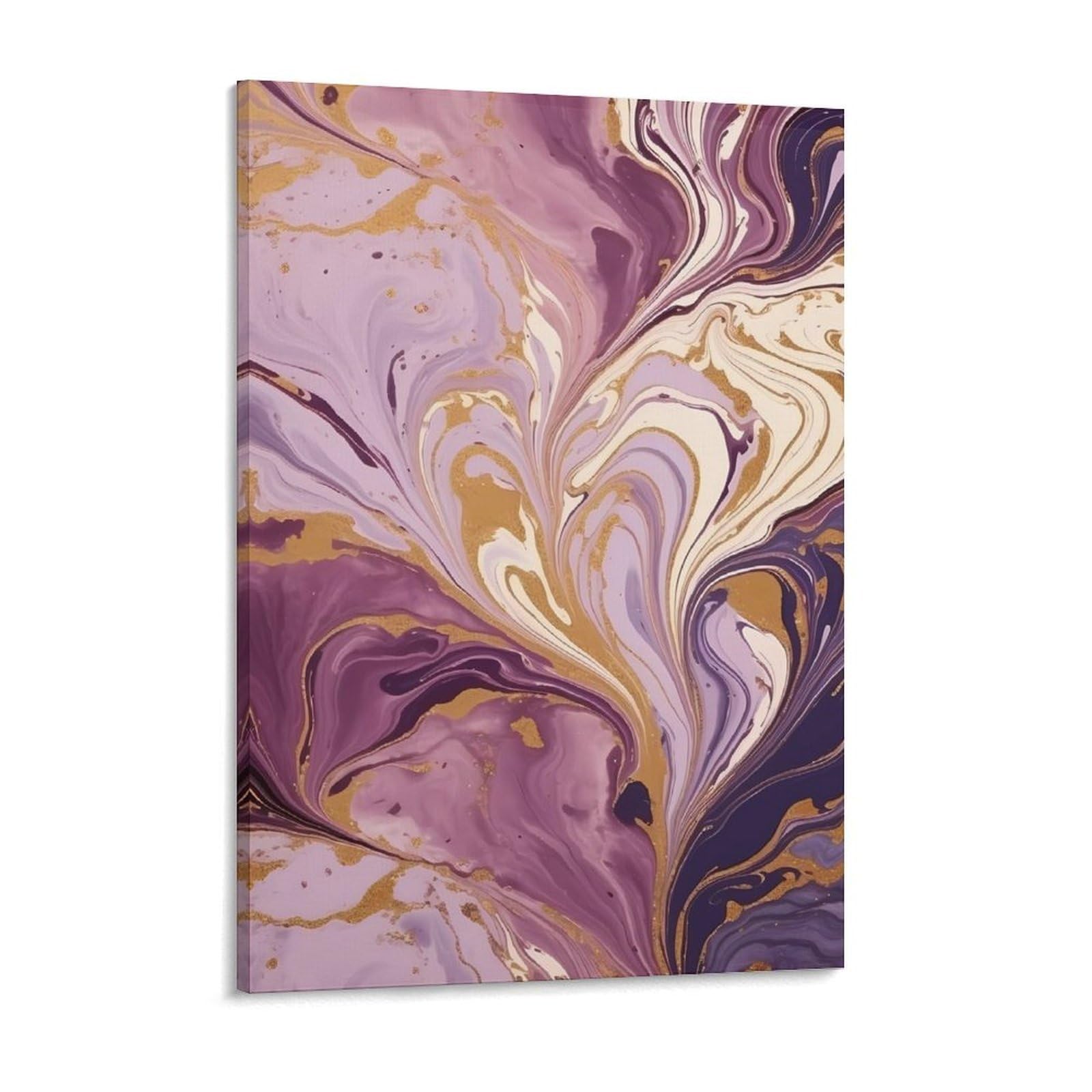 Purple And Gold Marble Canvas Wall Art for Bedroom 18x24inch Canvas Prints Artwork for Walls Modern Picture Artwork Painting for Living Room Aesthetic Wall Paintings for Bathroom Kitchen Offi