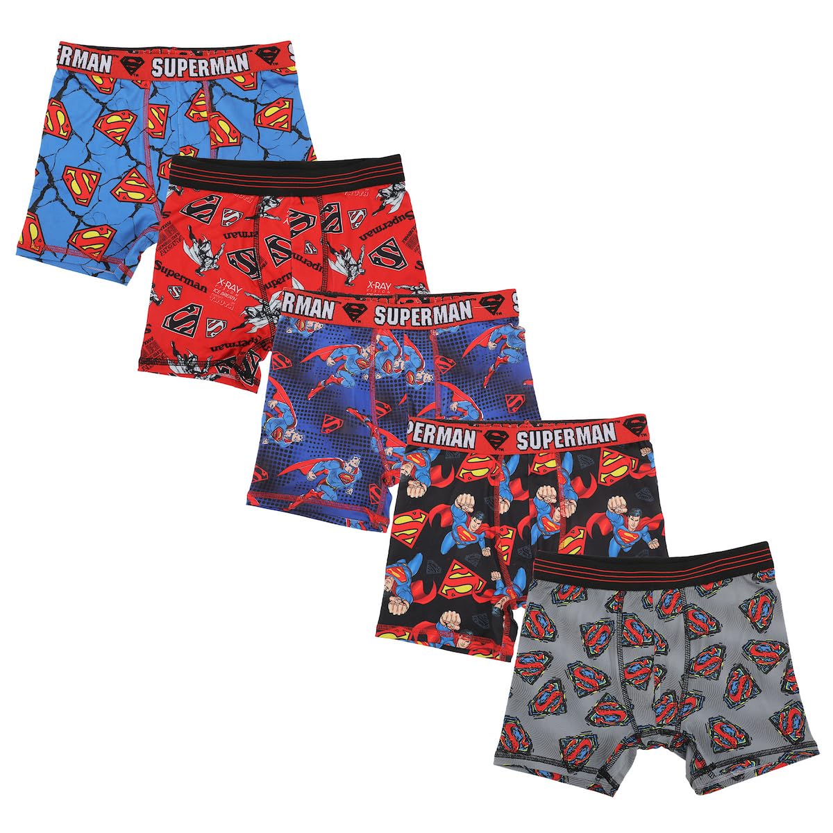 Bioworld Superman Superhero Logo Boys 5-Pack Boxer Briefs