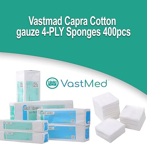Miniatura 6 de 2000 almohadillas de gasa Capra de algodón de alta calidad, 4 capas, 2 x 2, esponjas de gasa absorbentes no tejidasno estériles, ideales para