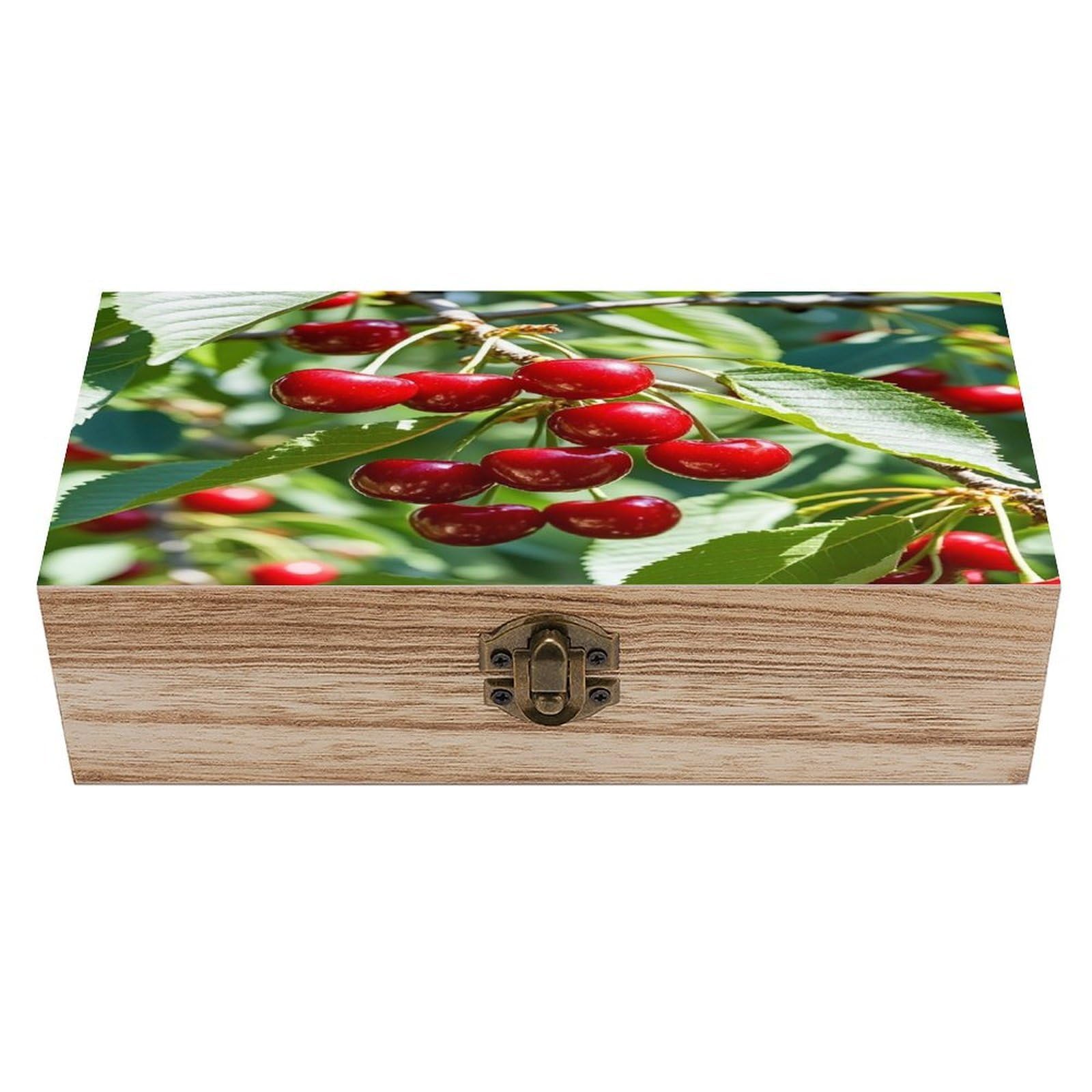 LZQPOEAS Cherry Wooden Box Storage Space to Organize Jewelry in A Beautiful Small Storage Box Decorative Card Boxes Memory Treasure Boxes for Crafts And Photo Storage