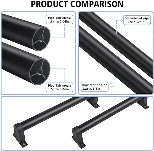 Miniatura 3 de SDNBHT Barandilla industrial para escaleras, barandillas de metal para escaleras interiores, montaje en pared, barandillas de escalera de 1.25