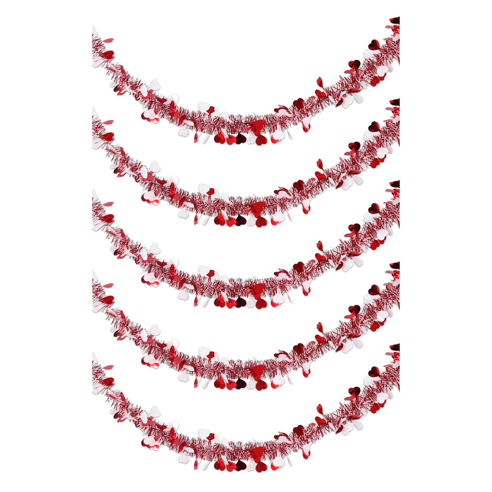 Elnwnnkc Of 5 Heart Streamers for Valentine Day Party Colorful Hanging Decoration Wedding or Storefronts Display Ornament Wedding Venues Decorations