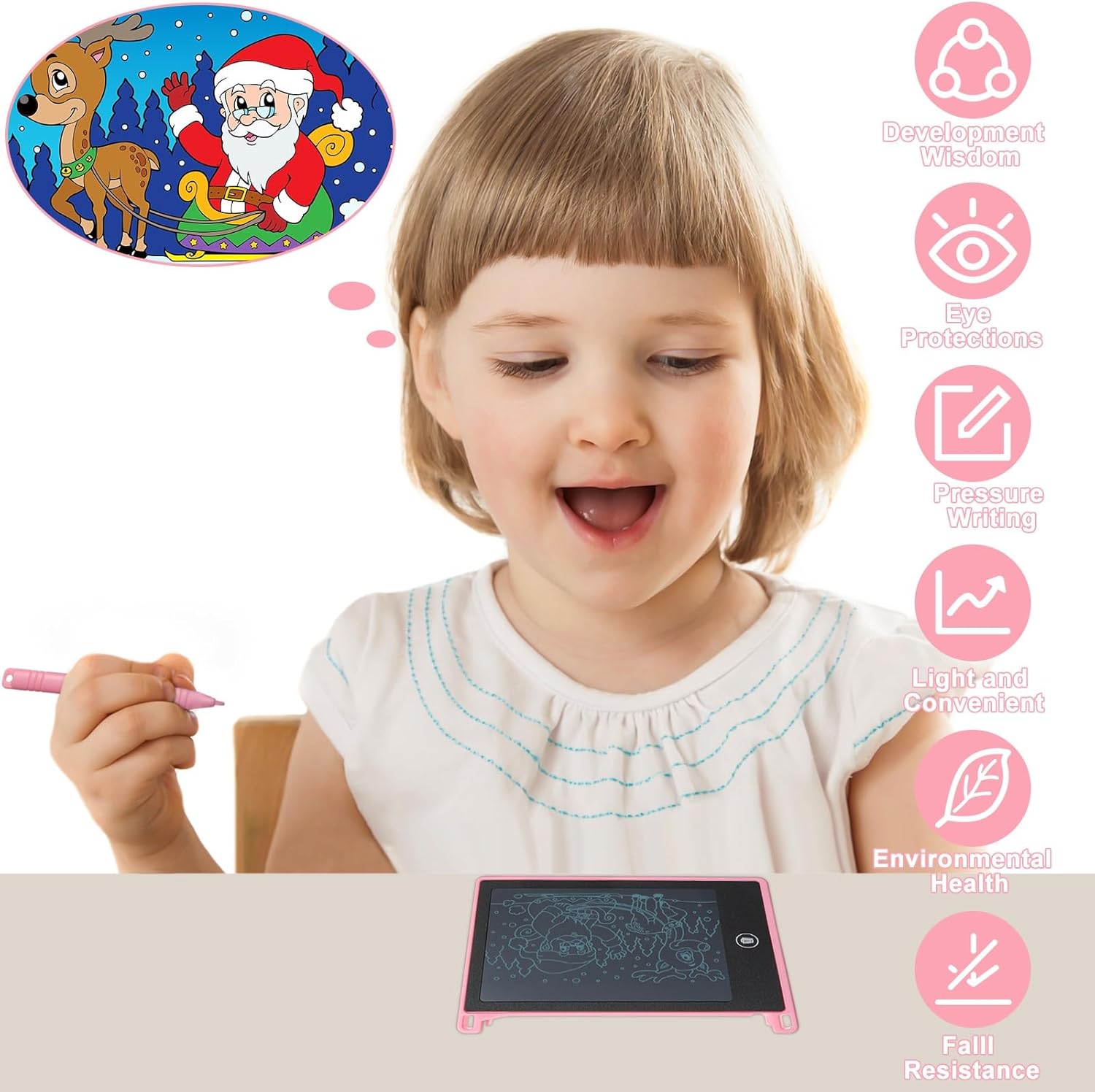 Zonon LCD Writing Tablet for Kids Mini Electronic Doodle Board Learning Writing Pad Erasable Drawing Pad Reusable Preschool Birthday Gifts for 3-8 Year Old Toys Birthday, 4.72inch(30 pcs)