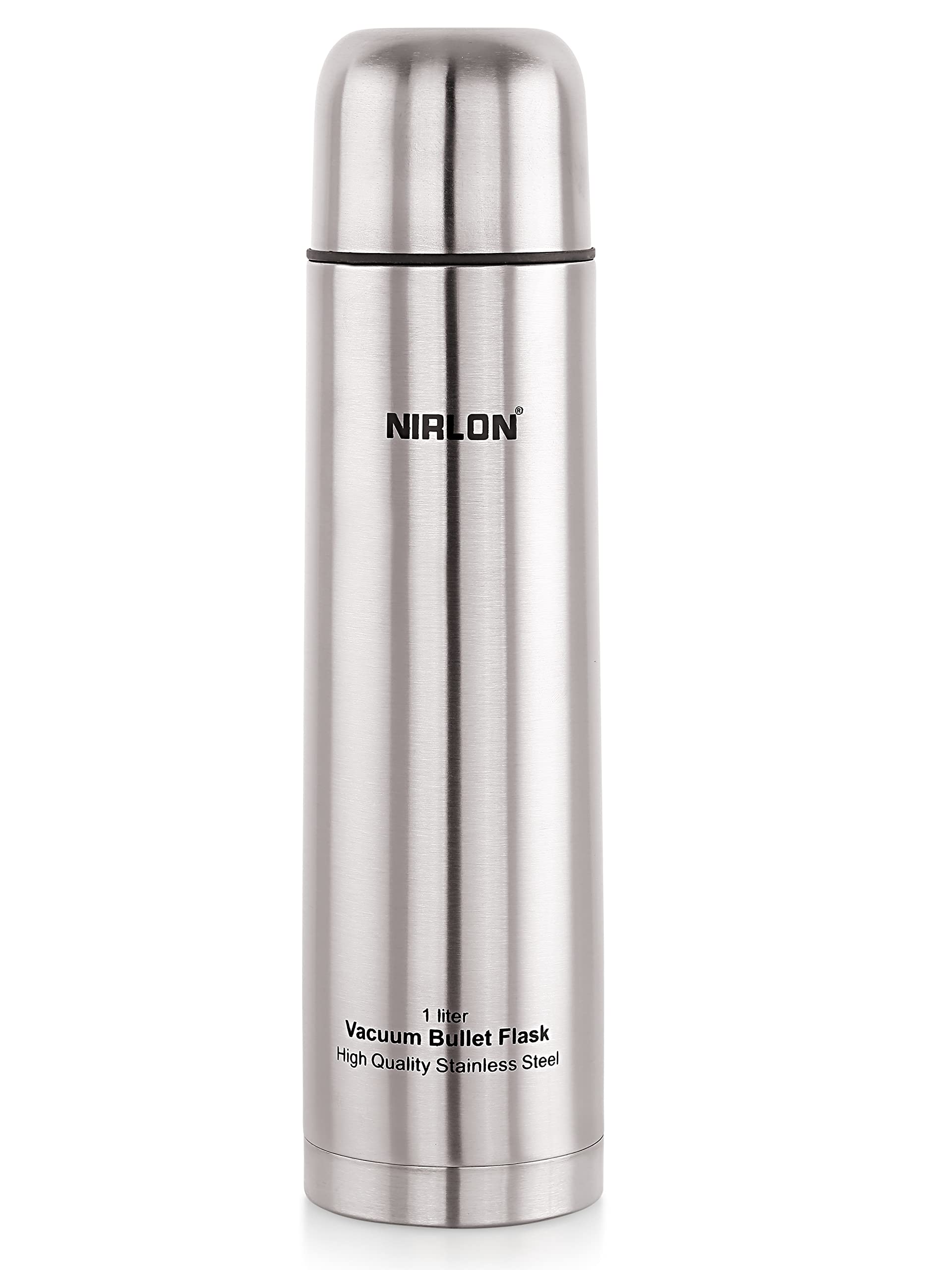 NIRLON Bullet Vacuum Insulated Flask/Hot and Cold Water Bottle/Double Walled Stainless Steel Bottle for Travel, Home, Office, School, Silver, 1000ml