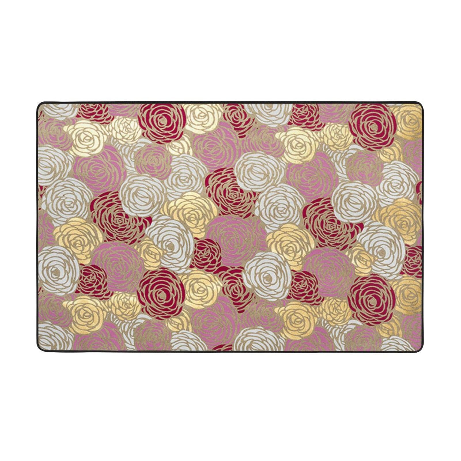 Grand tapis doux imprimé rose de salon et chambre confortable