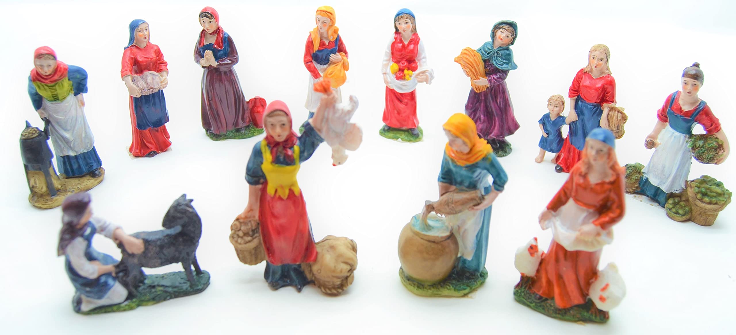 12 x figuritas de Navidad 10cm. Conjunto de Escena de Natividad, Figuras de Agricultores. Trabajadores de Animales. Accesorios de la casa de muñecas Jesús. Mujer oficios belén, Dios