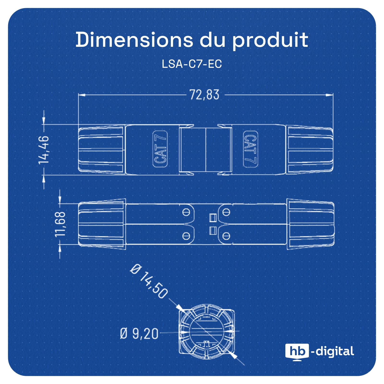 HB-DIGITAL Connecteur de câble réseau LSA Cat.7 STP sans outil - Adaptateur de montage sur site - Rallonge pour câble de pose LAN - Câble d'installation Ethernet