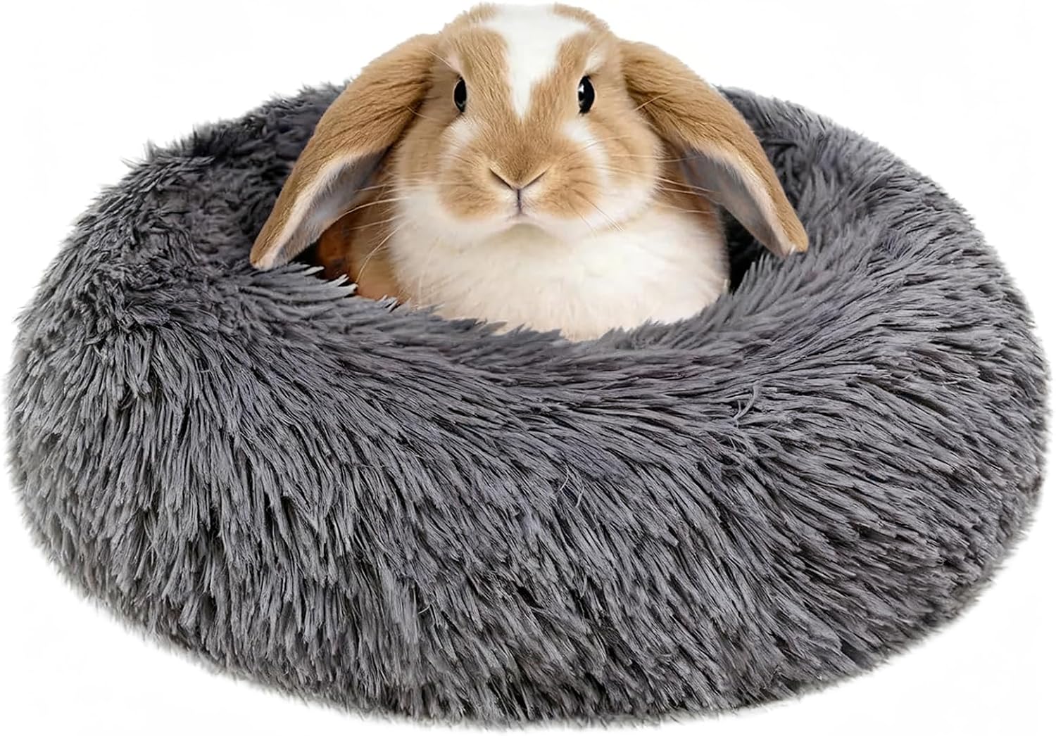 Bunny Rabbit Hideout Bed Small Animal Bedding Donut-Shaped Burrowing Pet Bed Soft and Warm Hideaway with Spandex and Fleece Bottoms Cozy Carrier, Cage Accessories