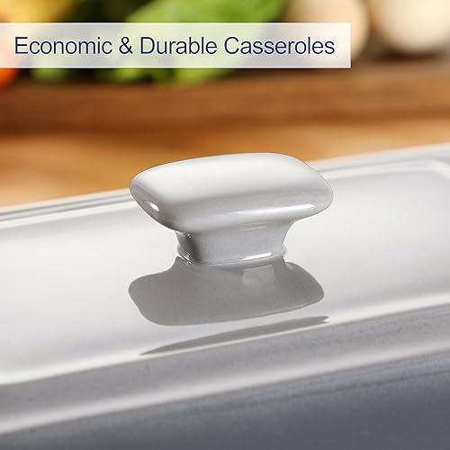 Miniatura 5 de LOVECASA Cacerola antiadherente de 4.5 cuartos de galón con tapa, bandeja para lasaña de 9 x 13 pulgadas, plato de cerámica para hornear para cenas,