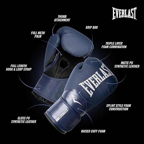 Miniatura 4 de Everlast Elite 2 Guantes de boxeo  Guantes de entrenamiento profesional para hombres y mujeres  Cierre de y ventilación de ajuste seguro