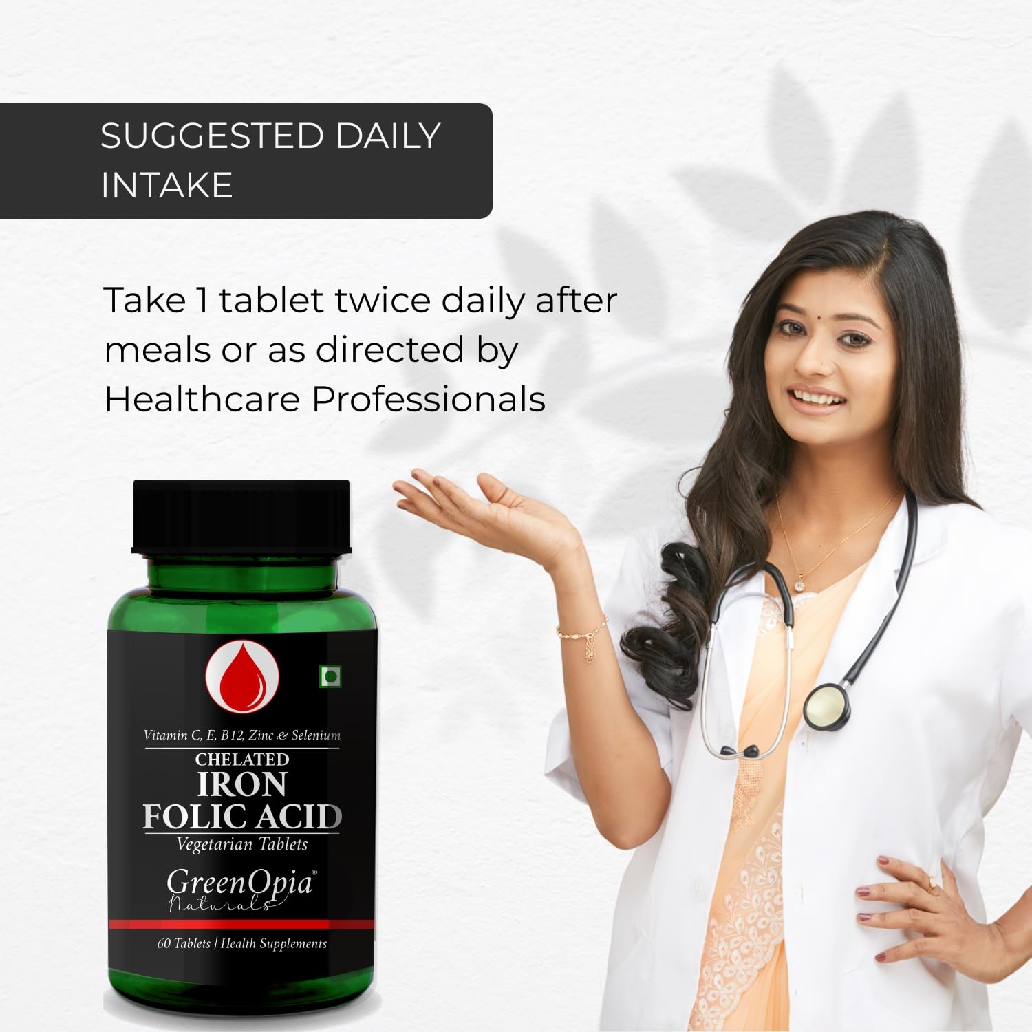 Iron Folic Acid Tablets L Glutathione Reduced Wellness Daily Vitality 60 CAPSULES Health & Personal Care