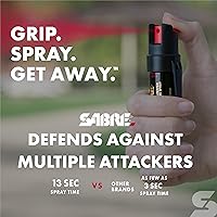 Vista 3 de SABRE Spray de pimienta avanzado, fórmula 3 en 1 que contiene gas pimienta de máxima resistencia, gas lacrimógeno militar CS y tinte de marcado UV