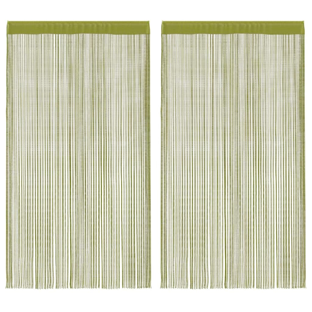 Voilage tamisant vert isolant thermique et lavable lot de 2 rideaux en fils