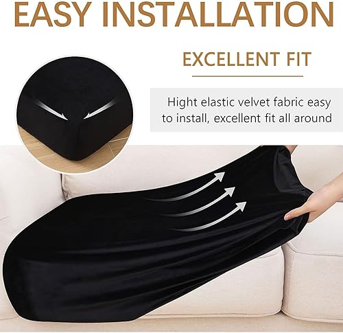 Miniatura 4 de hyha Fundas de cojín de terciopelo para sofá, fundas de asiento suaves para sofá modular de 2 cojines, lavables, funda mágica para sofá con parte