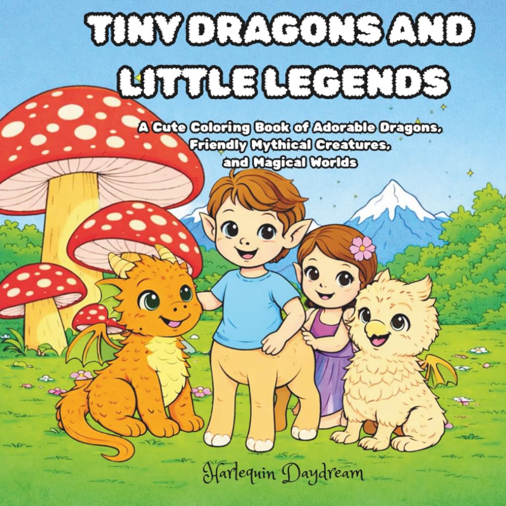 Tiny Dragons and Little Legends: A Cute Coloring Book of Adorable and Friendly Mythical Creatures, and Magical Worlds