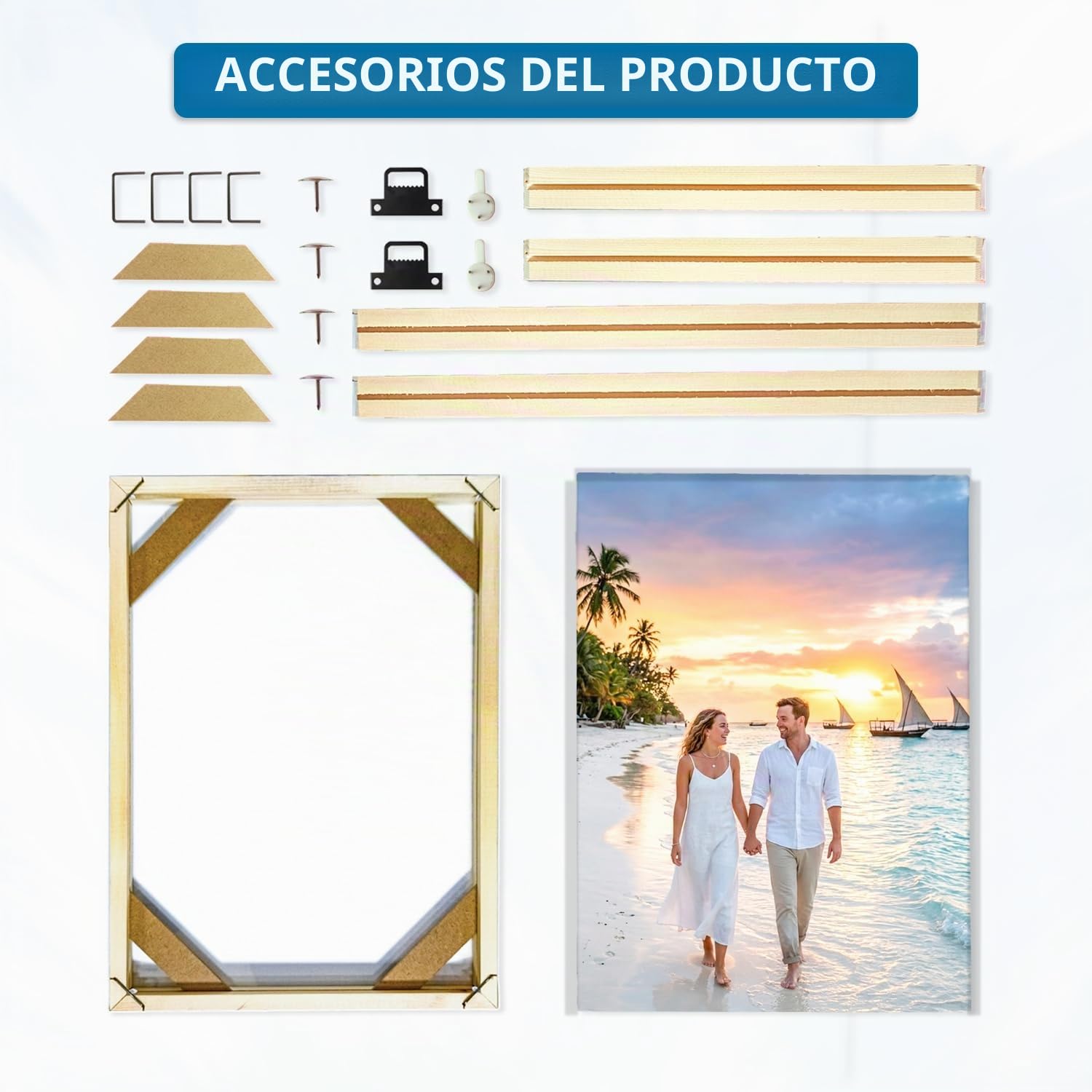 Fotos personalizadas en lienzo enmarcadas 60x120cm (24x47in), impresión personalizada de fotos con marco DIY, póster personalizado en lienzo para familia, amigo, amante, mascota, regalo de boda