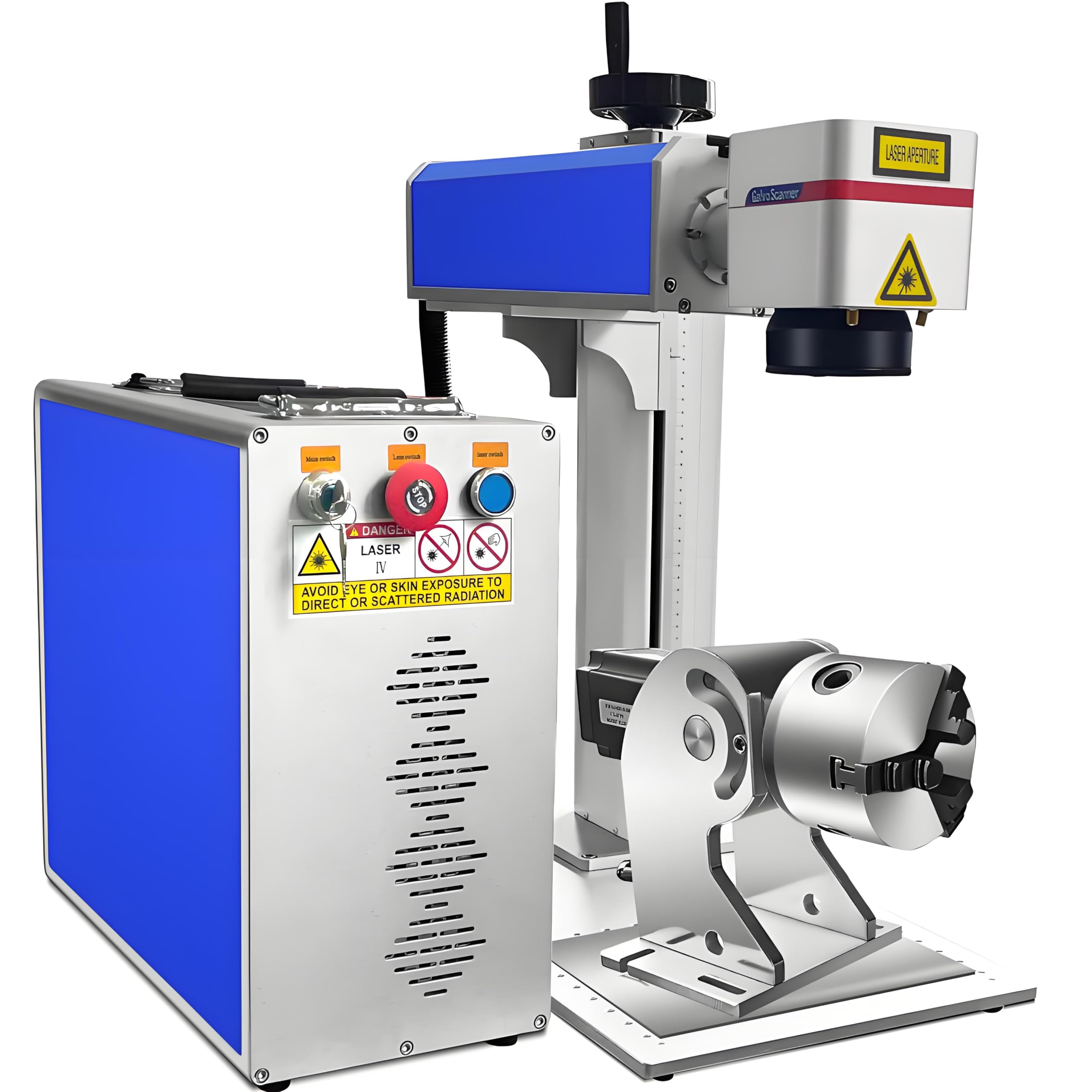 Laser a Fibra Macchina Per Incisione Laser 100W Fibra Laser Macchina a Fibra Ottica Laser 200 * 200MM Macchina per Marcatura per Metalli/Alluminio/Acciaio/Oro/Argento/Rame,Dotato di Albero Rotante