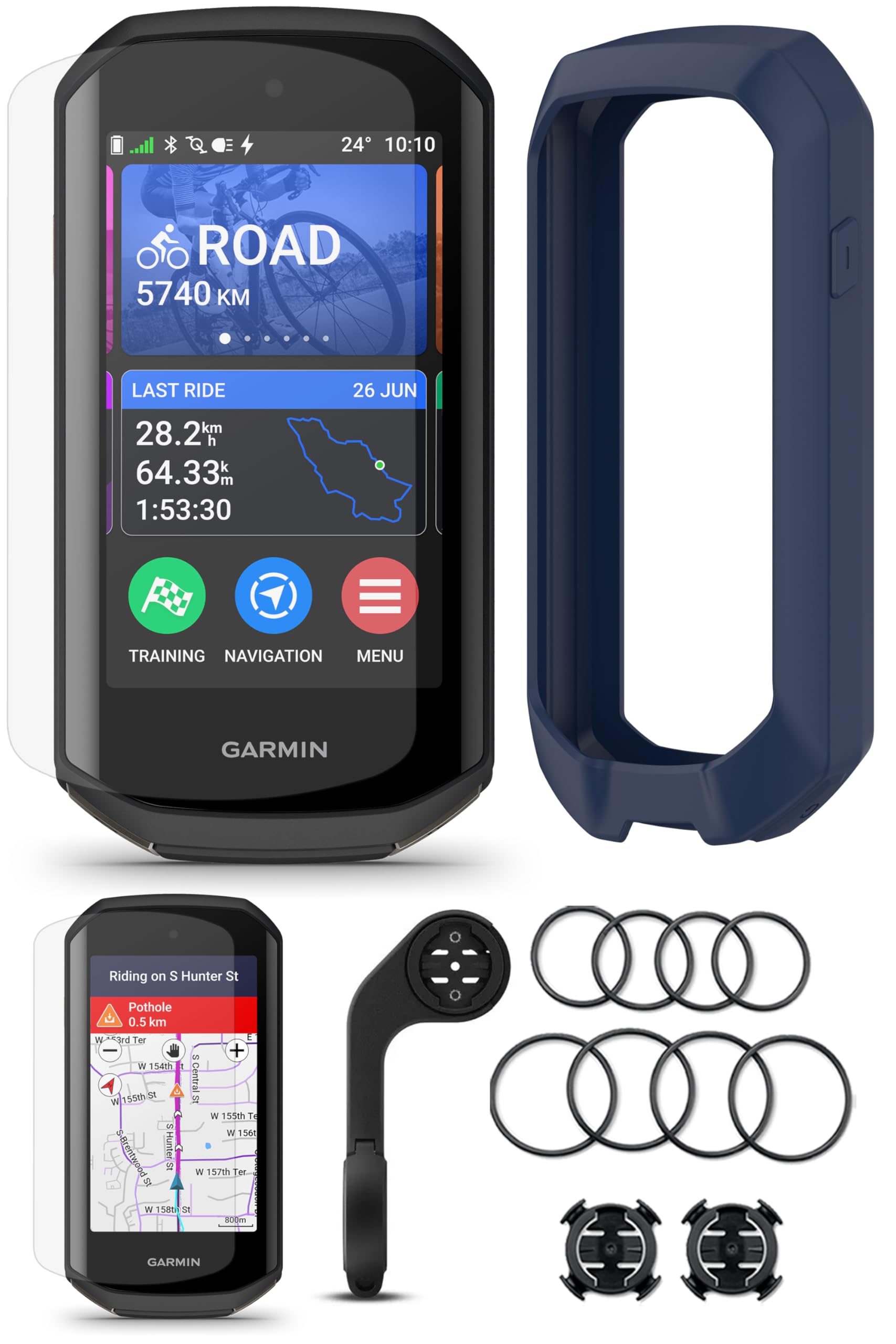 Edge 1050 Cycling GPS Computer PlayBetter Navy Silicone Case Bundle