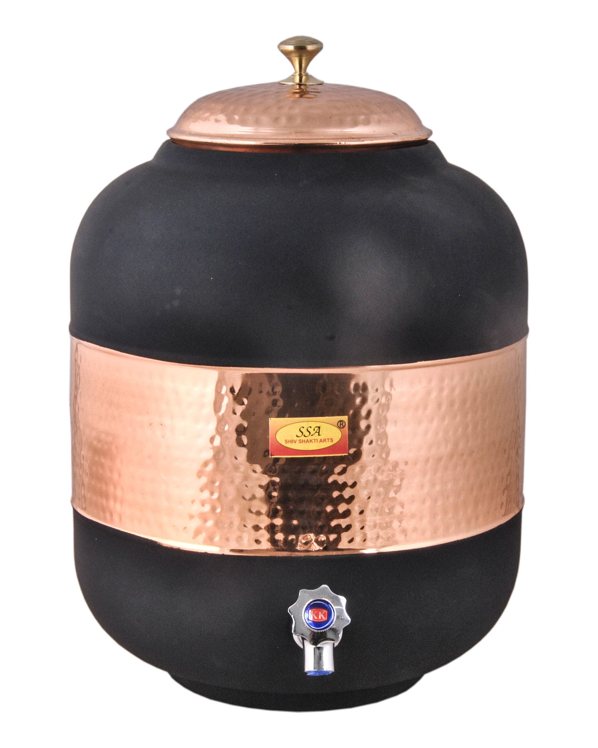 Shiv Shakti Arts Pure Copper Water Dispenser Water Pot Container Matka Silk Finish with Velvet Appearance for Water Storing Purpose at Home and Offices for Ayurveda Benefits Volume-12 Ltrs (Pack of 1)