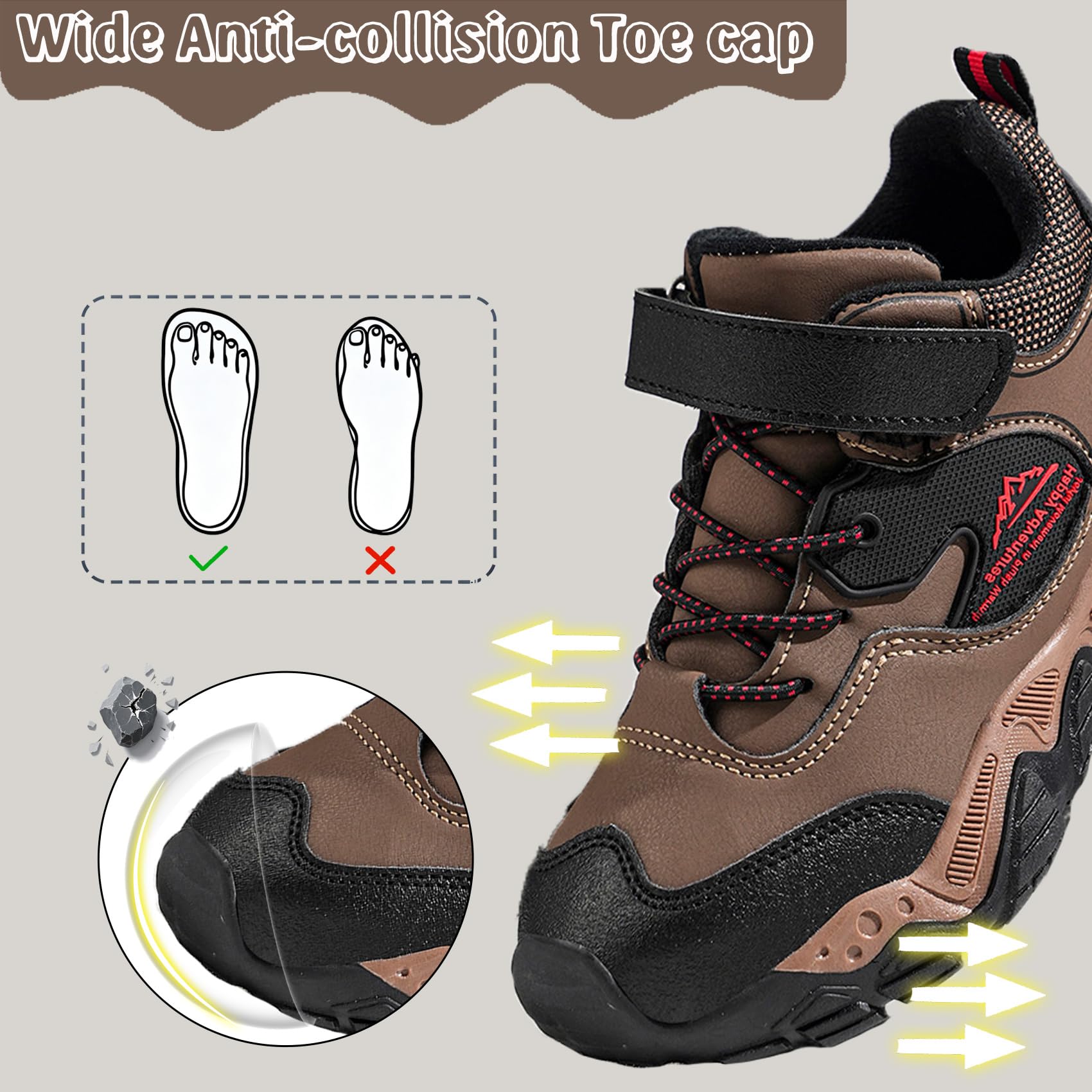 Botas de senderismo para niños, impermeables, para caminar, para exteriores, ligeras, para senderismo, camping, escalada, Brown, 38/38.5 EU