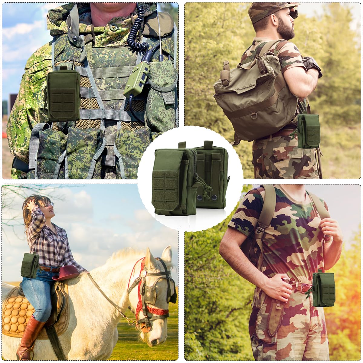 Marsupio Tattico Militare Molle Porta Cellulare da Cintura Uomo Tactical Marsupio da Cintura Borsa da Cintura Borsello da Cintura Sacchetto Porta Telefono Cintura EDC Pouch per Sportivi-Verde