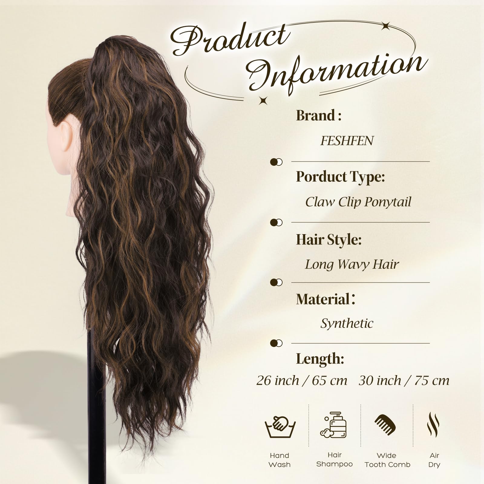 FESHFEN Claw Clip Ponytail Extensions - Image 4
