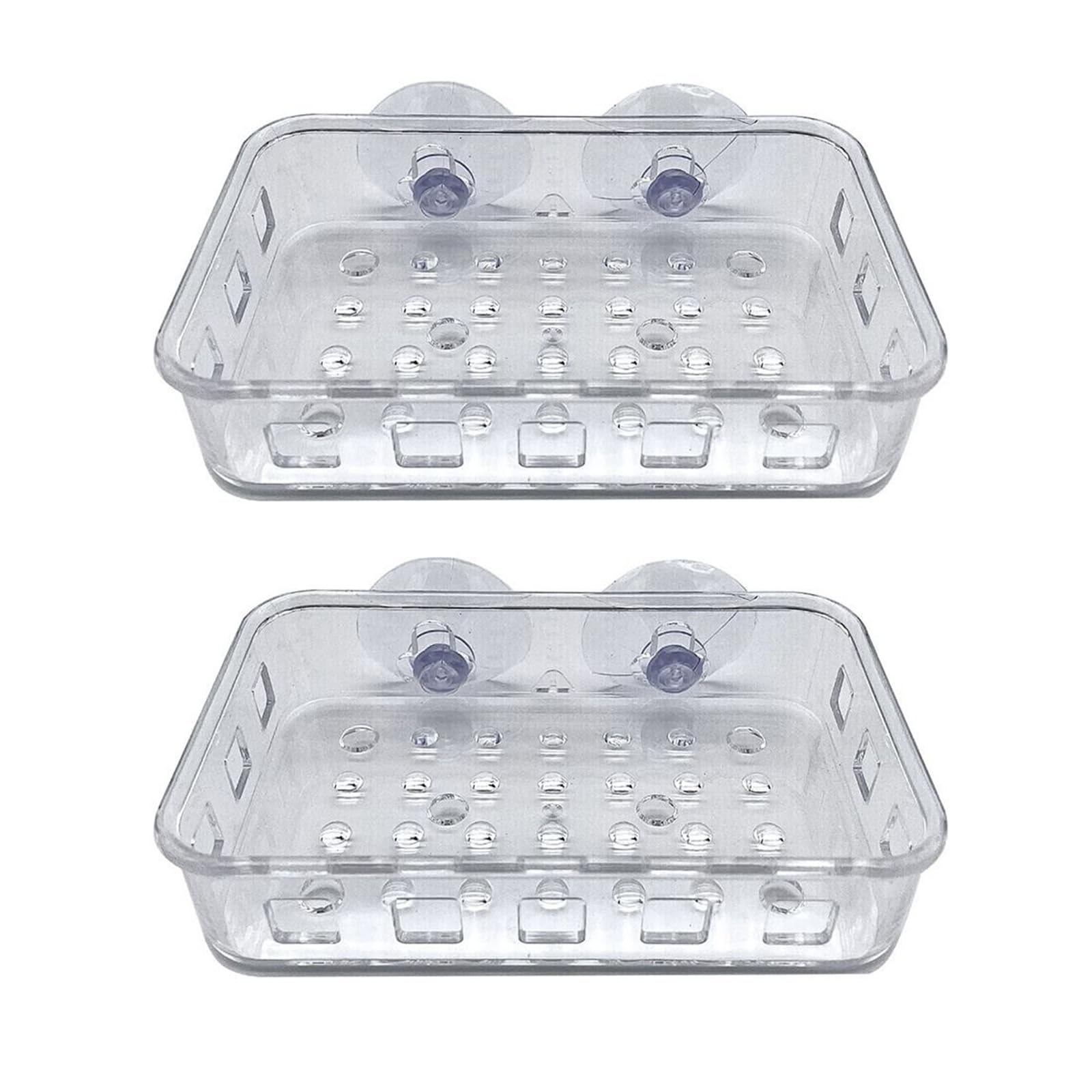 gifthub 2 Pcs Suction Cup Soap Dish Holder, Multi-Purpose Wall Suction Plastic Soap Box Strong Bearing Capacity NO-Drilling for Bathroom, Kitchen Sink, Bar Soap, Sponge