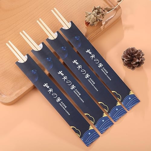 Miniatura 10 de 100 pares de palillos desechables de bambú, 9.5 pulgadas, estilo japonés, doble punta separada, palillos separados para sushi y platos asiáticos