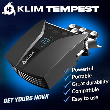 Klim Tempest Laptop Cooler with Vacuum Fan - New Gaming Fan with Display, Temperature Detection, Auto/Manual Modes - 4000 RPM - Portable, Cooling Pad Compatible