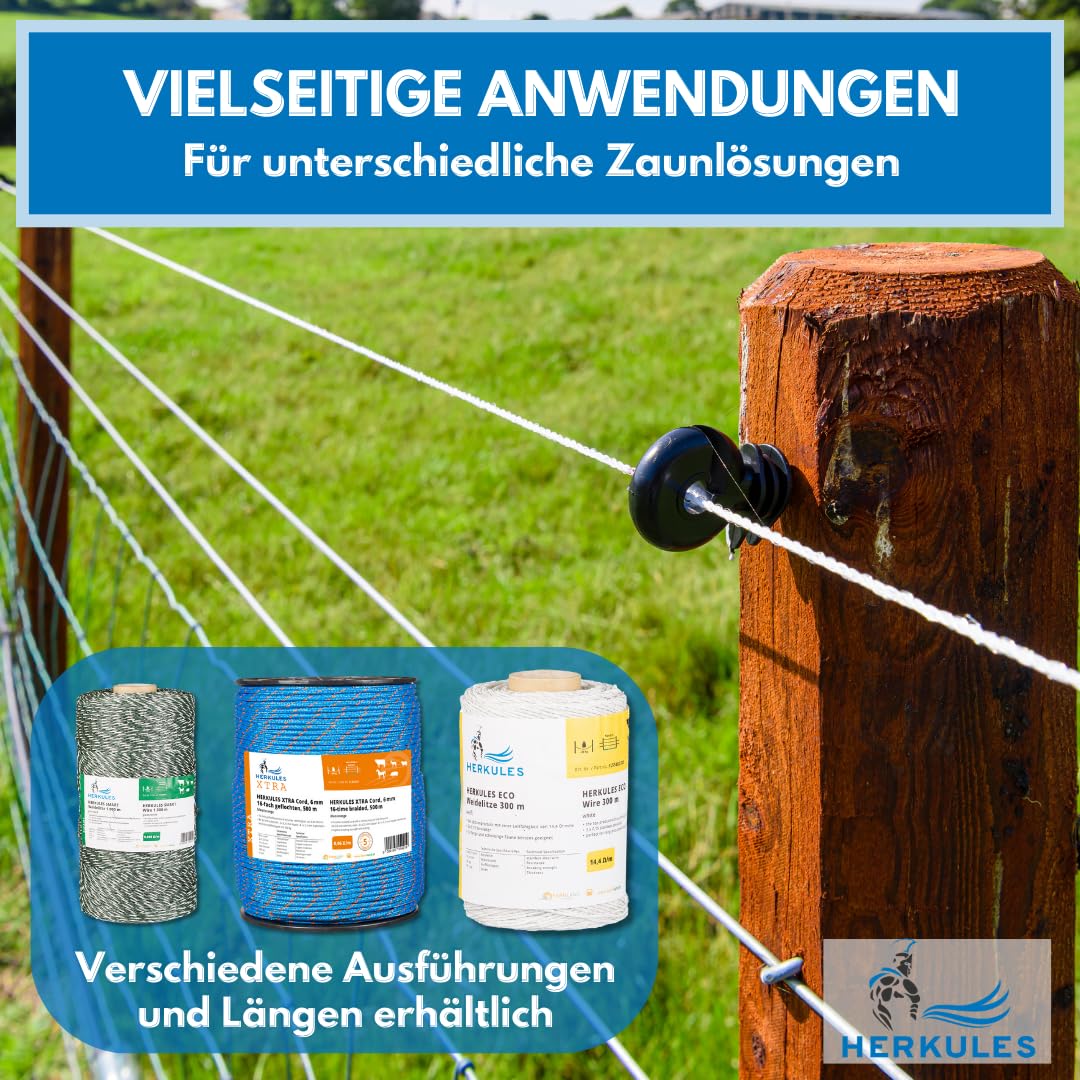 Farmland Herkules Power Weidezaunlitze - 1000 Meter Weidezaun Band mit 0,33 Ohm/m - Robuste Weidelitze BF Turbocord - Weidezaun Litze für alle Tierarten