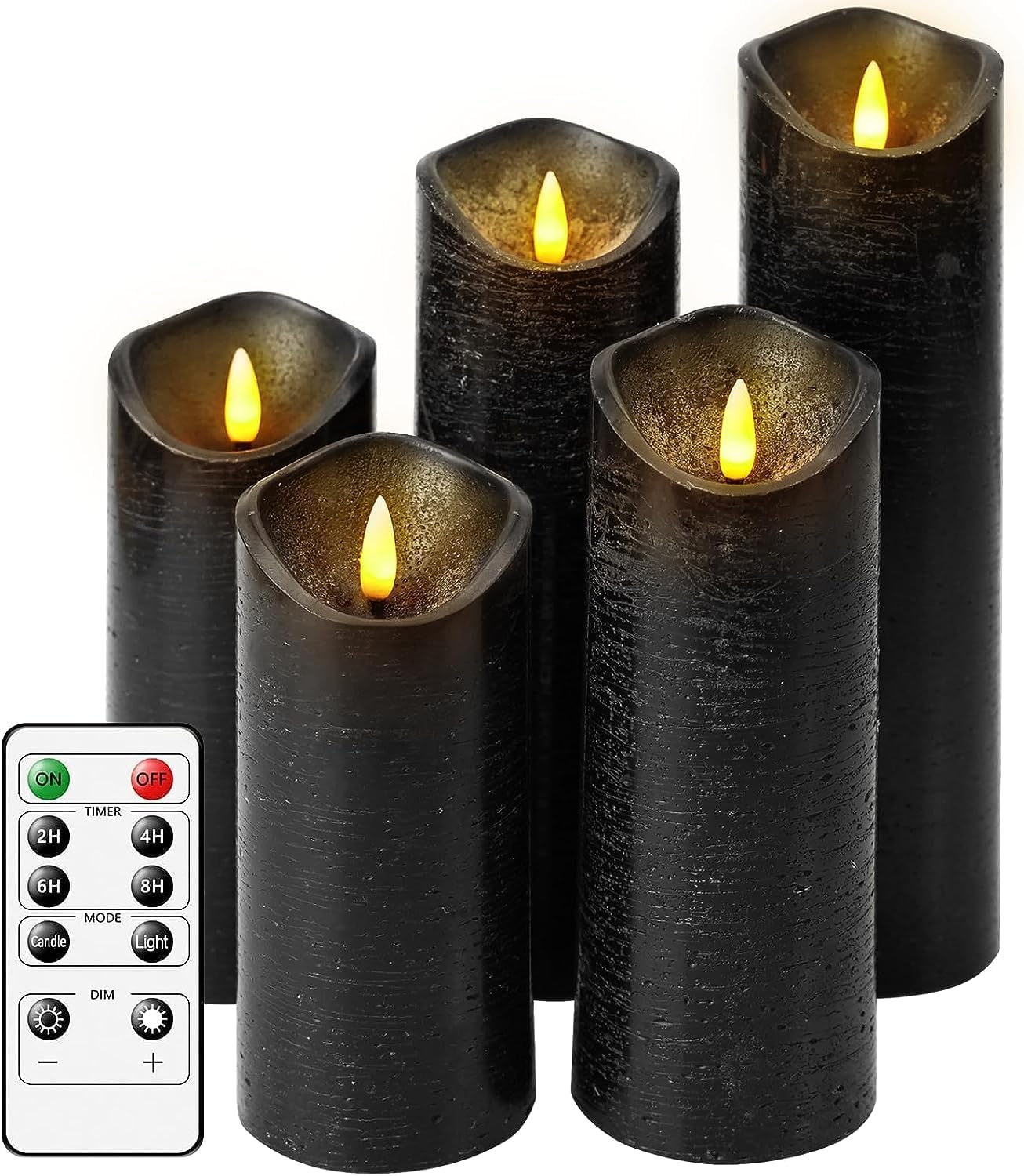 Kitch Aroma Black flameless Candles, Battery Operated LED Pillar