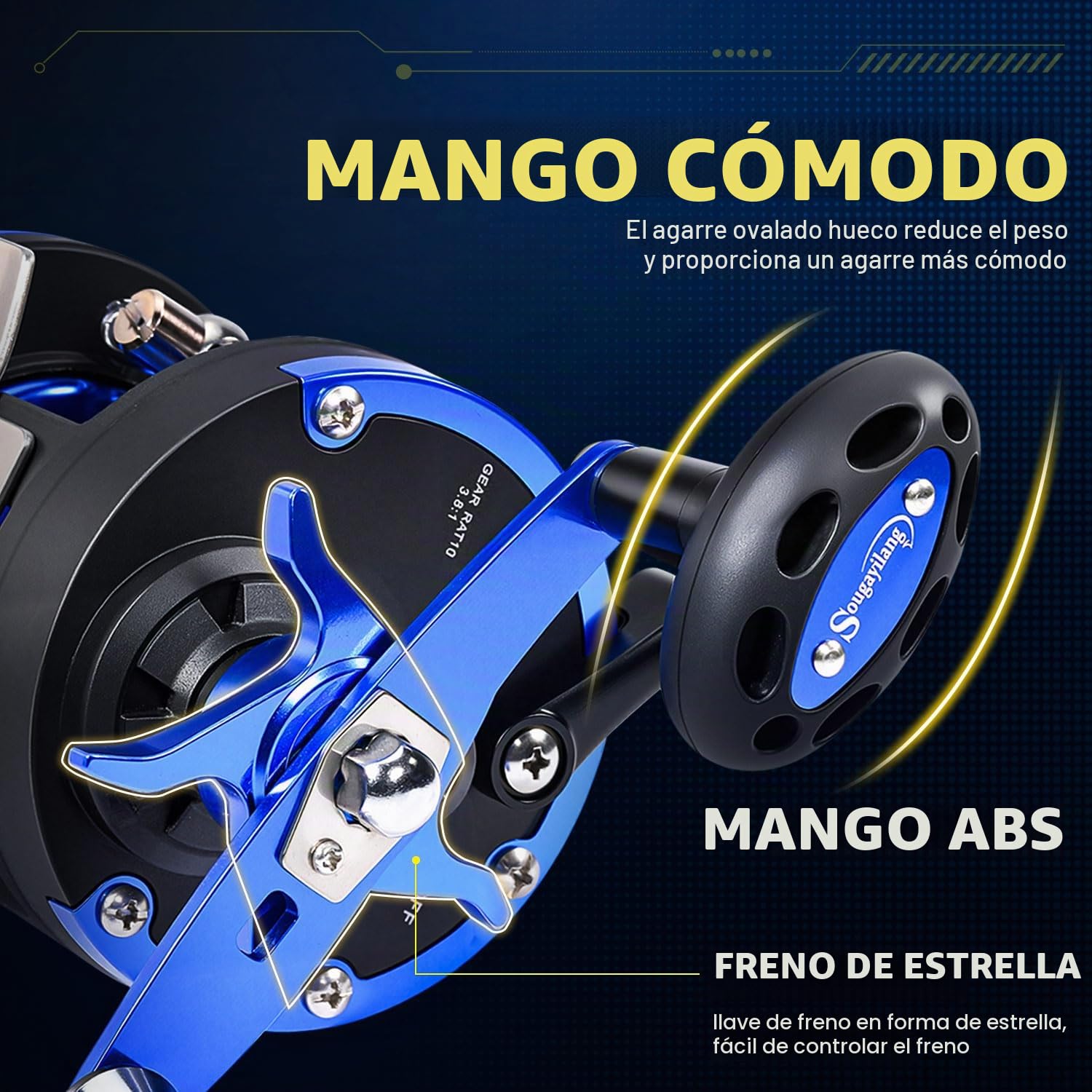 Sougayilang Carrete de arrastre, suave y potente carrete de pesca en barco, carretes de viento de nivel de agua salada para bagre, almizcle, lubina, salmón