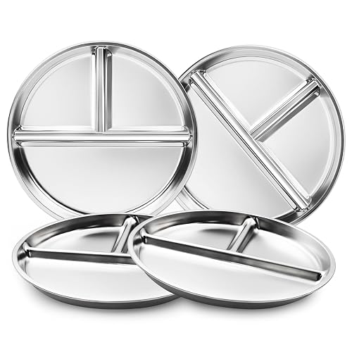 Bakpoco Stainless Steel Kids Plates Set of 4